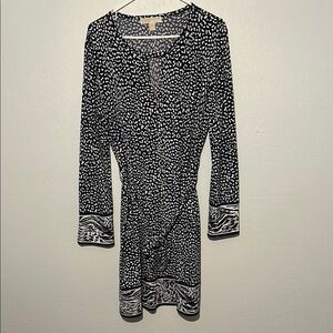 Michael Kors Black and White Animal Print Dress XL